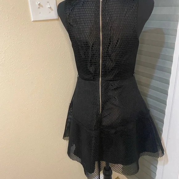 Finn & Clover Black Netted Overlay Skater Dress - Picture 5 of 7